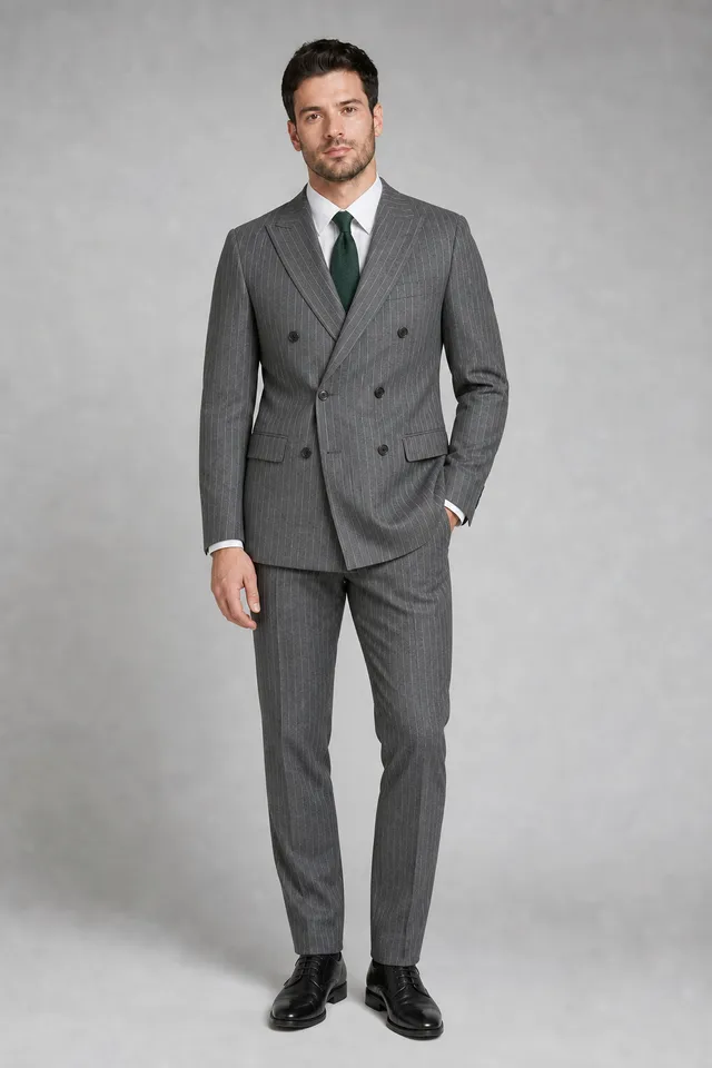 Pinstripe Double-Breasted AI outfit example